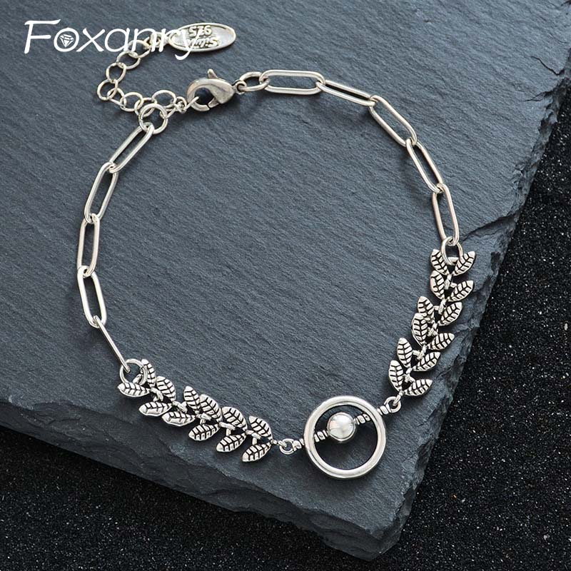 Ethnic Chic Fashion - Foxanry Silver Color Wheat Geometric Bracelets