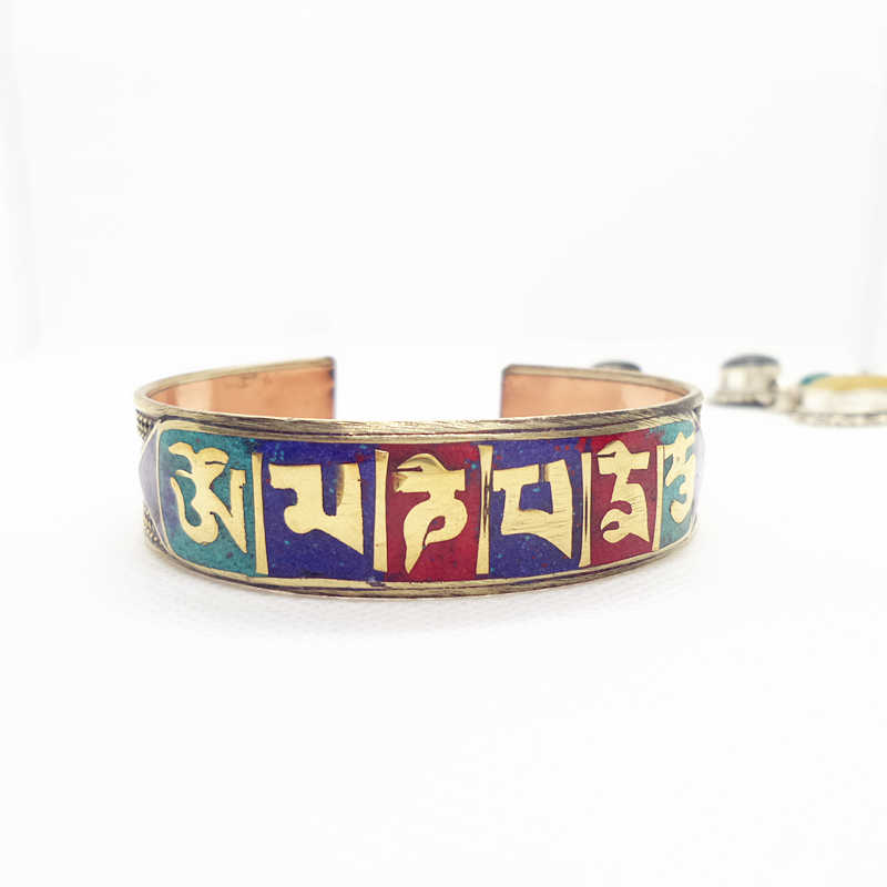Ethnic Fashion Com - BB-193 Tibetan Mantras Amulet Open Cuff