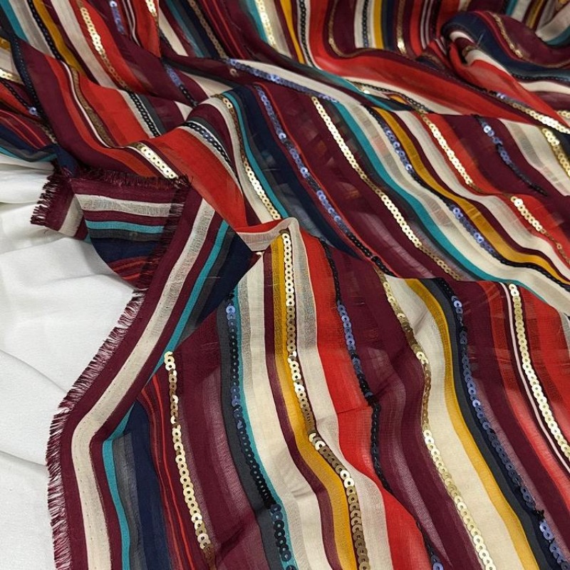 Colorful Striped Embroidered S - Ethnic Fashion Designer review and price