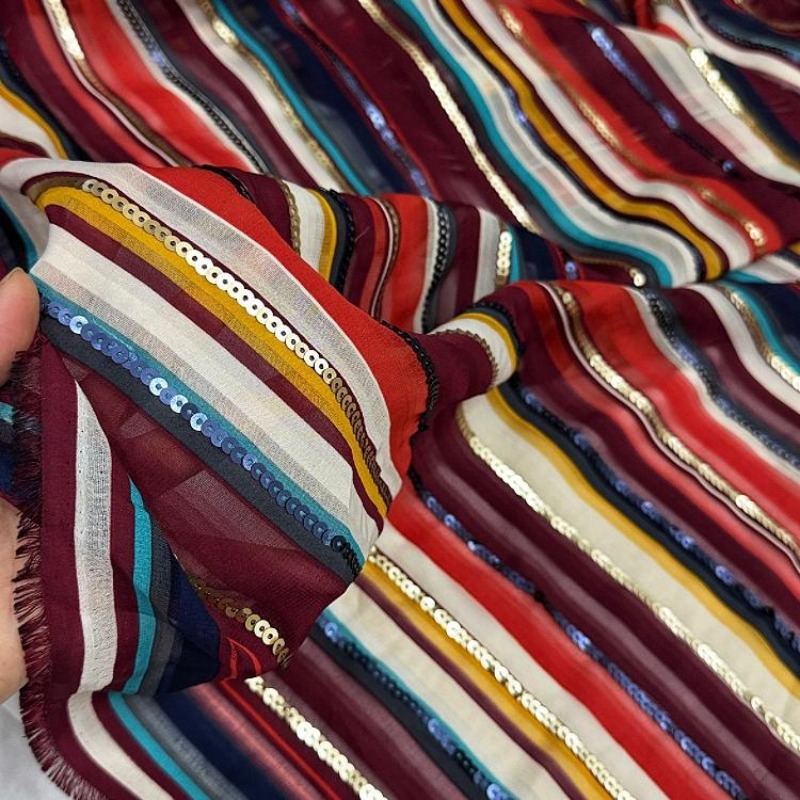 Colorful Striped Embroidered S - Ethnic Fashion Designer review and price