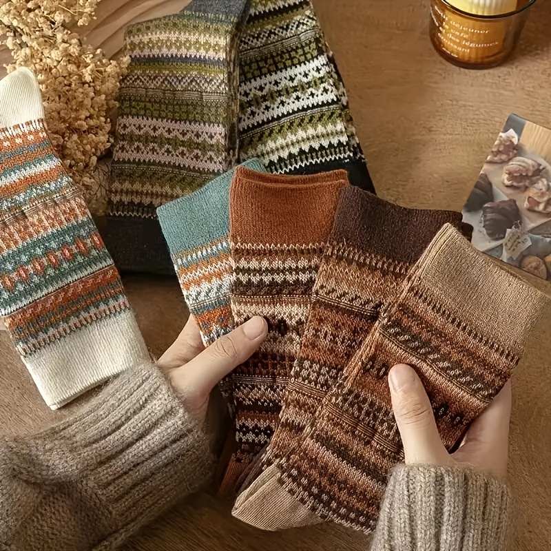 Retro 7-Color Mid-Calf Socks f - Ethnic Fashion Designer review and price