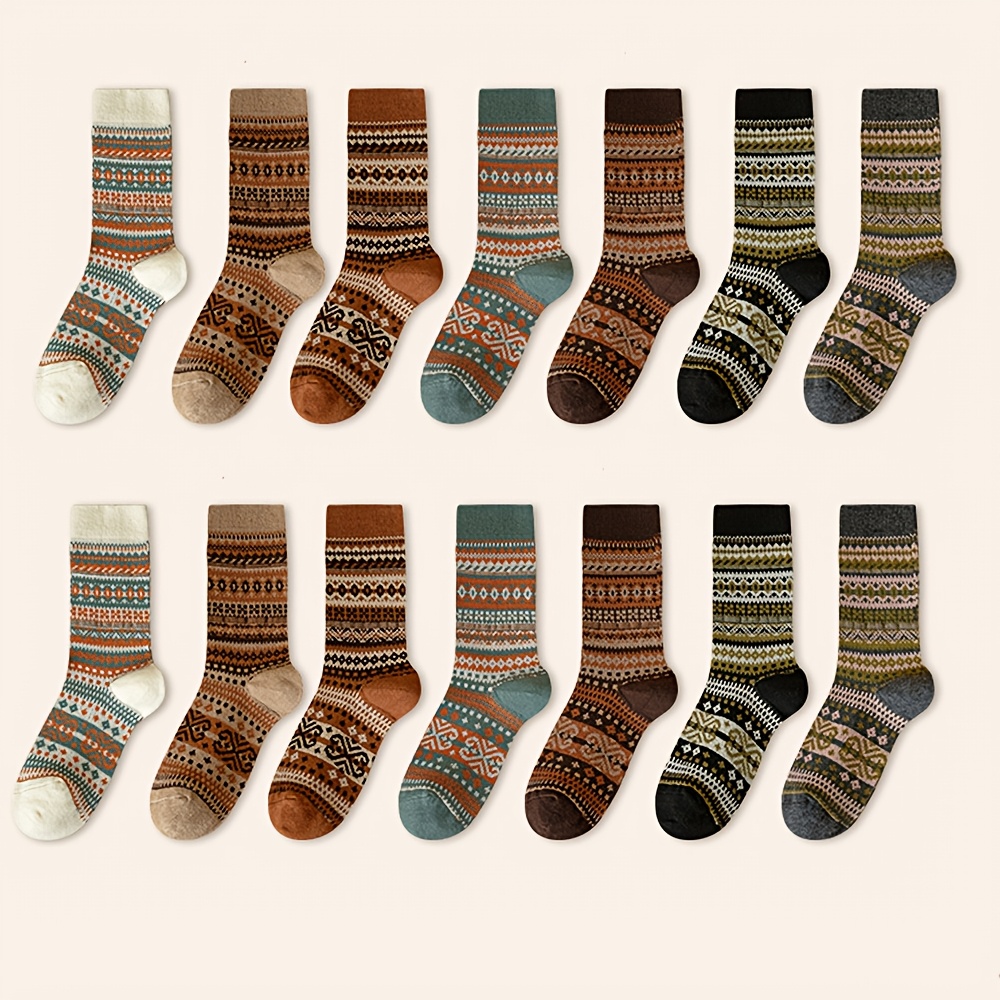 Retro 7-Color Mid-Calf Socks f - Ethnic Fashion Designer review and price