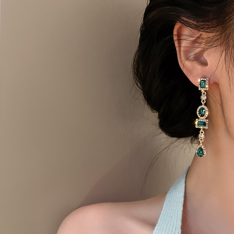 Geometric Green Earrings for W - Ethnic Fashion India review and price