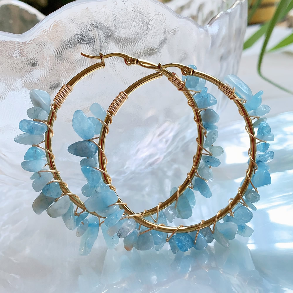 Natural Crystal Hoop Earring I - Aura Ethnic Fashion review and price