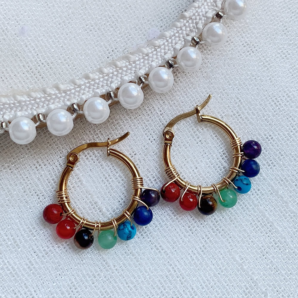 7 Chakras Natural Stone Earrin - Aura Ethnic Fashion review and price